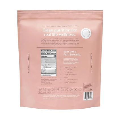 Be Well by Kelly Chocolate Grass-Fed Beef Protein Powder, 24G of Protein & 1G Net Carbs (3 Ingredients, 30 Servings) 9 Amino Acids + 3 BCAAs No Soy, No Dairy, Stevia-Free, No Sugar Added 1.87lb 849g