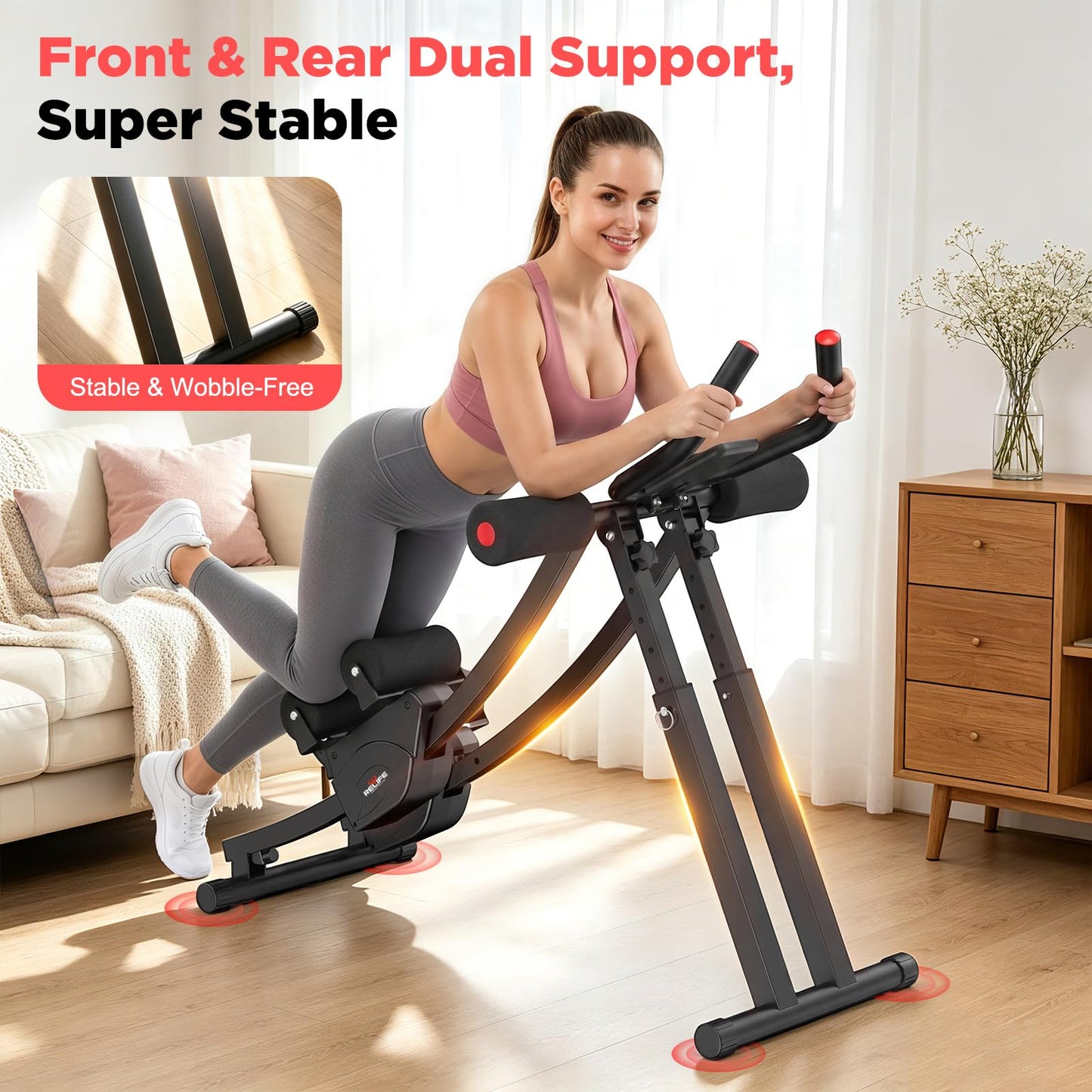 RELIFE REBUILD YOUR LIFE Dual Track Ab Machine, Exercise Equipment