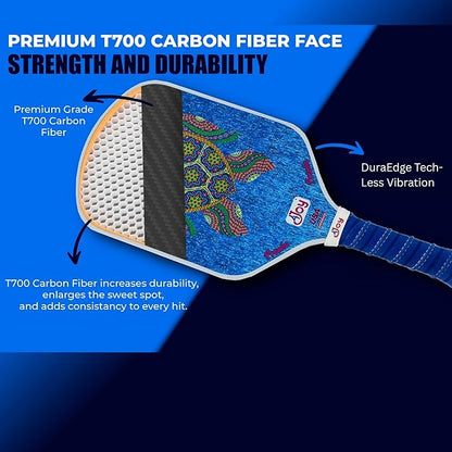 4Joy Pickleball Paddle Premio Series - Thermoformed Premium T700 Carbon Fiber Pickleball Paddless - Professional Pickleball Rackets for Women & Men - 16mm Honeycomb Core - USAP Approved