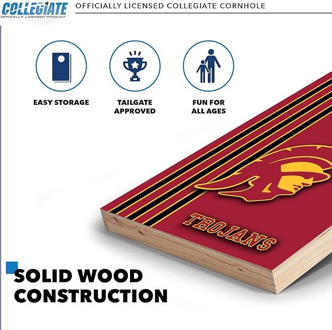 2' x 3' Solid Wood Cornhole Set with Direct Print HD Team Graphics – Great Gift for Any NCAA Fan! Bean Bag Toss Family Outdoor Games