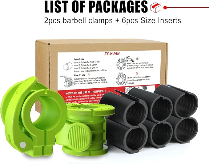 Barbell Clips 1 Inch Quick Release Weight Clamps 0.9-1.18inch Multi-Size Adjustable Olympic Clamps for Bars