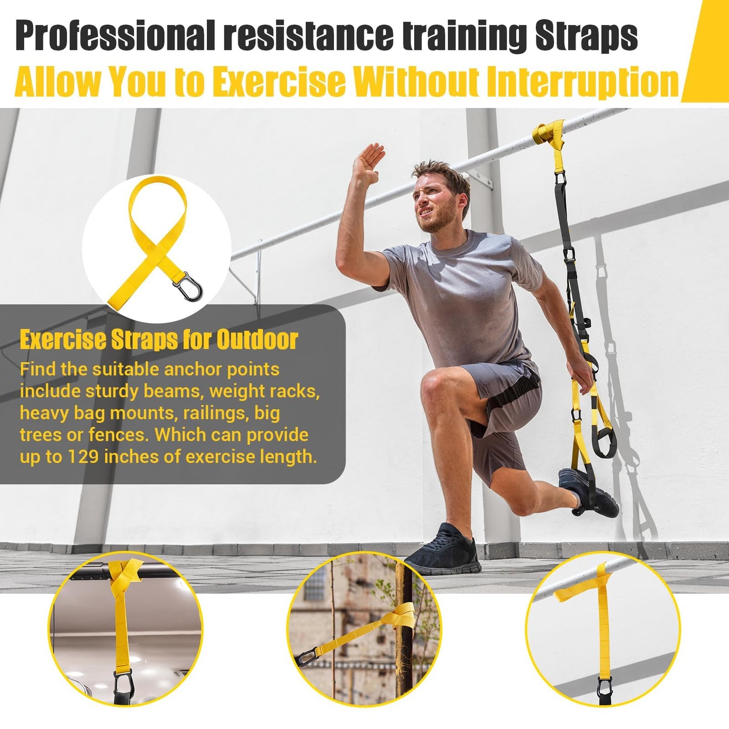 Home Resistance Training Kit, Resistance Trainer Exercise Strap with Poster