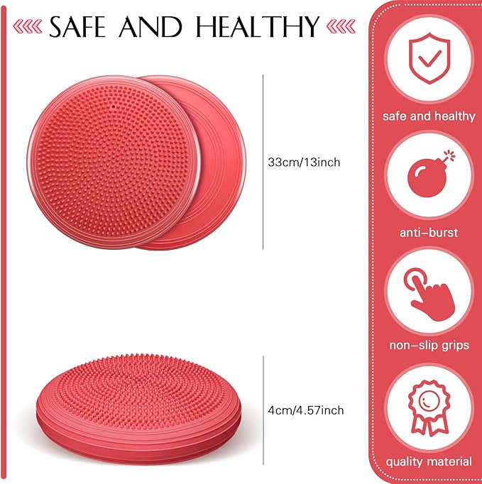 Libima 8 Pcs Wiggle Seat Inflated Wobble Cushion Sensory Seat Flexible Balance Board Balance Disc with Needle Pump for Men Women Physical Exercise Improving Posture Home Office