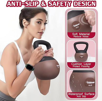 YIGUO Soft Kettlebell, Kettlebells 10 lb Anti-Slip Grip Weight for Home Workouts, Kettlebell for Safe Strength Training for Women & Men & Beginners