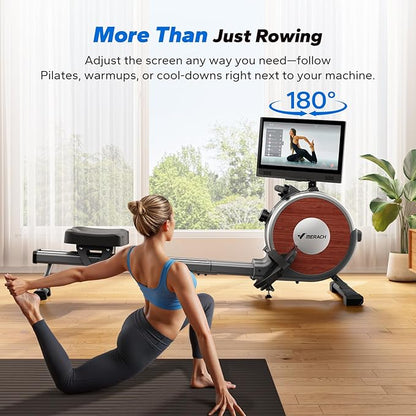 MERACH Rowing Machines for Home, Magnetic Rowing Machine with 16 Levels, Rower Machine of Quiet Resistance, Dual Slide Rail with Max 350lbs Weight Capacity, App Compatible