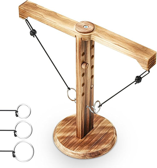 Uzoli Ring Toss Game for Adults, Wooden Hook and Ring Game, Fun Ring Hook Throwing Game Outdoor and Indoor, Family Game for Party Camping Yard