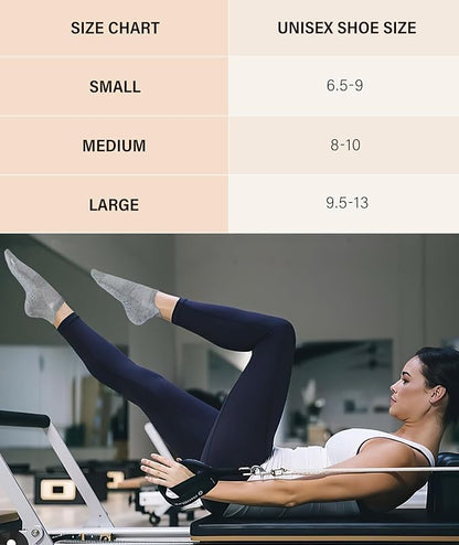 DIBAOLONG Pilates Socks with Grips for Women Yoga Socks Non Slip Barre Hospital Socks 6-Pairs Grippy Ankle Socks