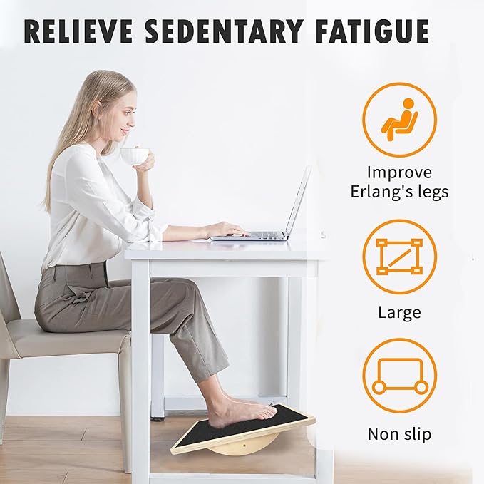 Balance Board Professional Wobble Board for Adults Anti-Slip for Physical Therapy Standing Desk Core Strength Wooden Rocker Board(350LBS)