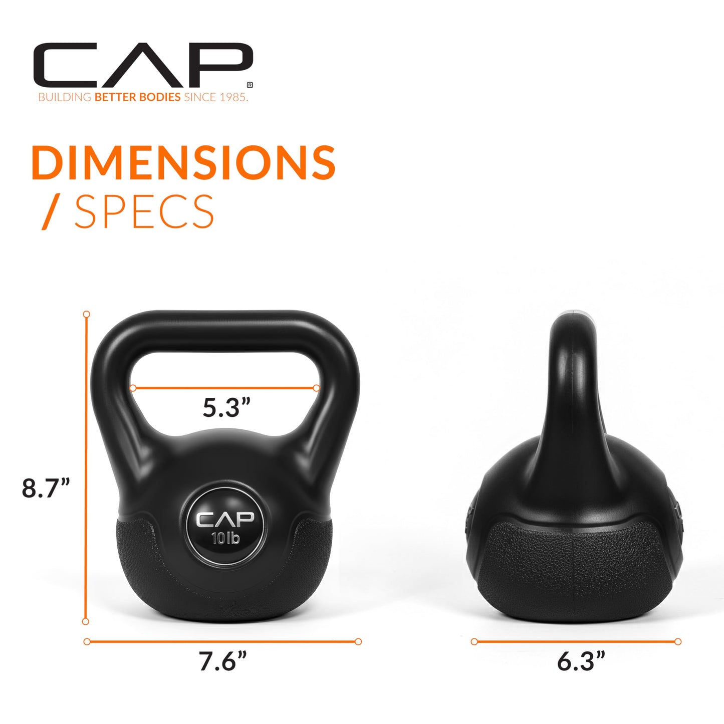 CAP Barbell 45 LB Cement Kettlebell Set – 10 lb, 15 lb & 20 lb Vinyl-Coated Kettlebells for
