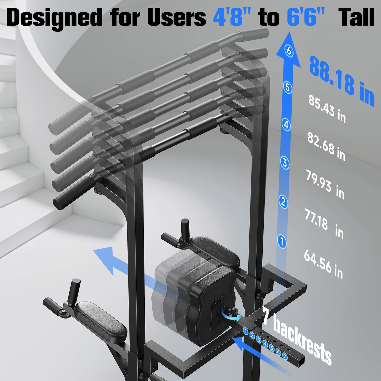 SPORTSROYALS Pull Up Power Tower Dip Station for Home Gym Workouts