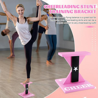 Chunful Cheerleading Balance Trainer 12.2 x 13.19 Inch Wood Wooden Cheer Stunt Training Stand Equipment Cheer Flyer Stand for Flexibility Core Strength and Coordination Training