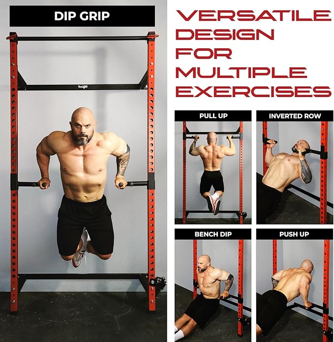 Yes4All Power Rack J-Hooks & Attachments – Heavy Duty Barbell Holders Compatible with 2x2 & 3x3 Power Racks for Home Gym