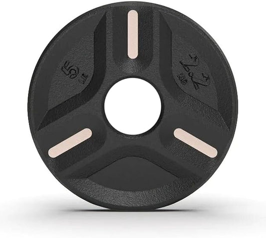 Cast Iron Plate Weights by Tribe WOD- Gym Weights for Men and Women, Cast Iron Plate Weights 1 of 2, Rubber and Steel Weights for Lifting (1 Plate)