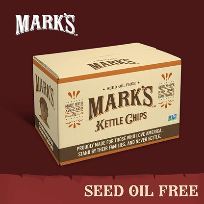 MARK’S Kettle Cooked Avocado Oil Potato Chips, BBQ – Seed Oil & GMO Free | Barbecue, 5 oz (Pack of 3) | Gluten Free, Non-GMO, Chips for Clean & Healthy Snacking