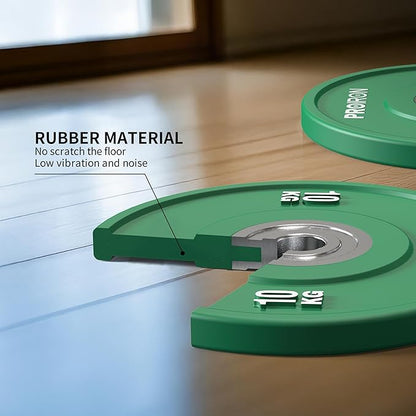 PROIRON Olympic Rubber Bumper Plates,Floor Protective Weight Plates,2" Solid Weight Plates for Barbell Strength Training and Weight Lifting,Less Impact, Absorb Bounce & Shock,5KG(11LB)/10KG(22LB)/15KG(33LB)/20KG(44LB),Single or Pair