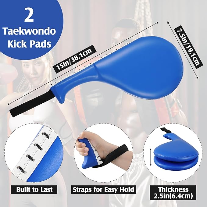 10 In1 Punching Mitts Kick Pad Set Taekwondo Pads Boxing Mitts Focus Pads Boxing Gloves Safety Head Guard Wrist Band for Kickboxing, Karate, Muay Thai, MMA Training