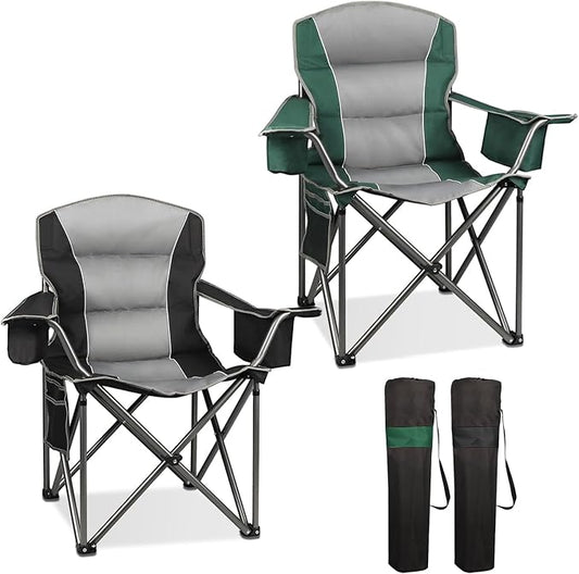 Northroad 2 Pack Oversized Camping Chair, Padded Portable Chairs Heavy Duty Camping Folding Chairs