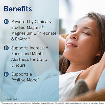 Jarrow Formulas Magnesium L-Threonate, MagMind Productivity, High Absorption Magnesium, Brain Supplements for Memory and Focus, 60 Veggie Capsules, Up to a 30 Day Supply