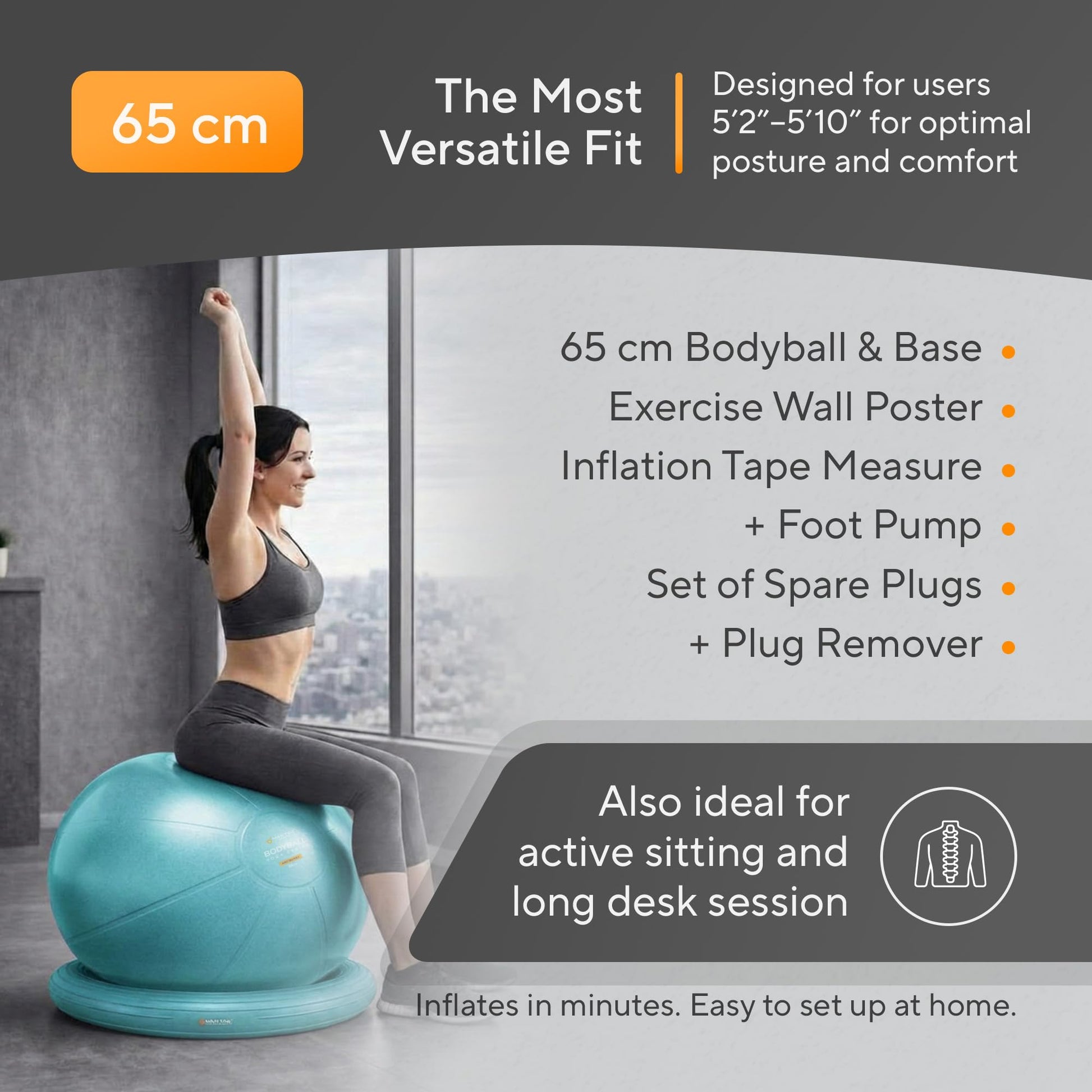 MANTRA SPORTS Yoga Ball Chair - Stability Ball and Exercise with Base for Office Desk Sitting