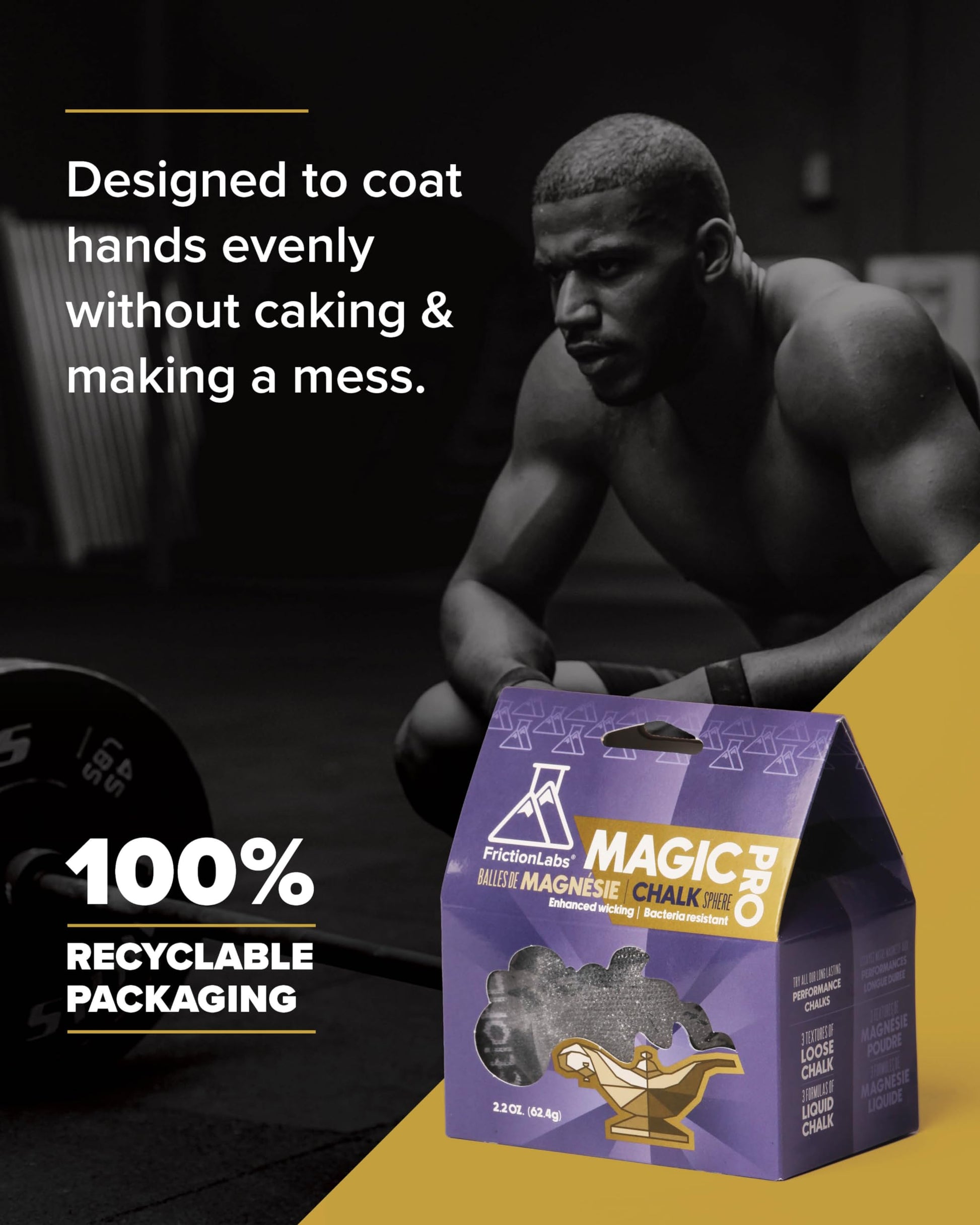 Friction Labs Magic Chalk Ball, Premium Gym Chalk Ball in Refillable Sock