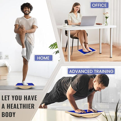 Balance Board Professional Wobble Board for Adults Anti-Slip 350LBS Balance Boards for Physical Therapy Standing Desk Core Strength Wooden Balance Board Rocker Board