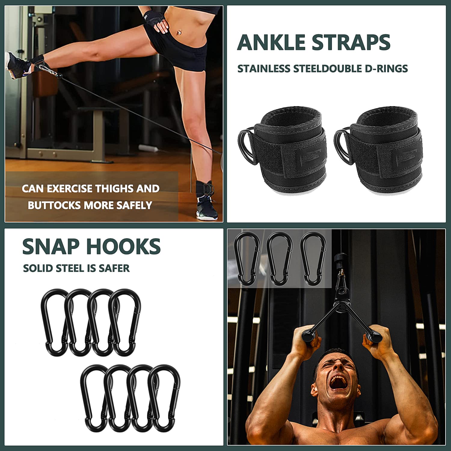 WNOEY Cable Machine Attachment, Cable Attachments for Gym, Gym Cable Attachments, Cable Machine