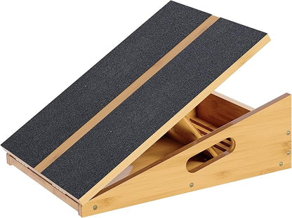 Wood Slant Board Calf Stretcher - Professional Calf Stretcher Slant Board for Physical Therapy, Incline Stretching, and Rehabilitation Exercises - Durable and Adjustable Balance Tool