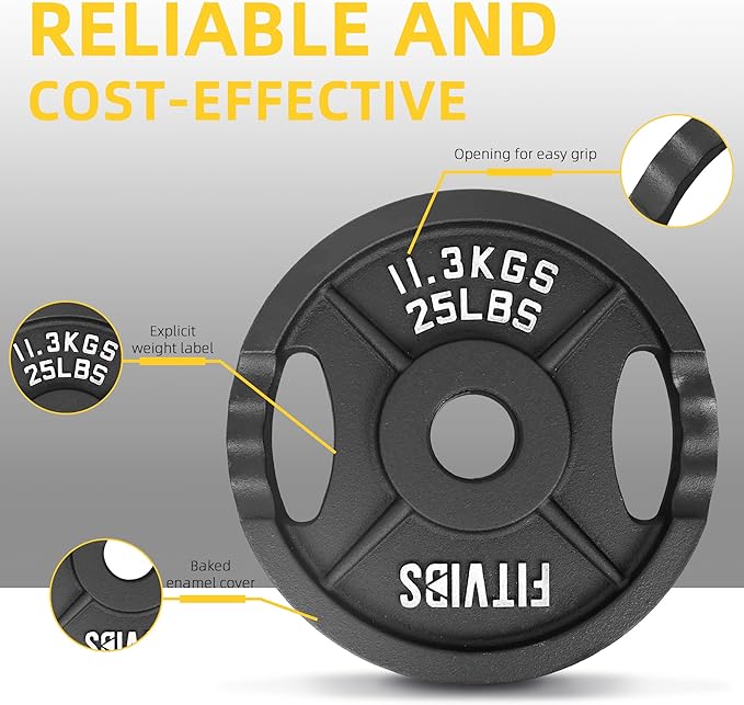 Olympic Cast Iron 2-Inch Weight Plate for Strength Training & Weightlifting, Multiple Weights Available