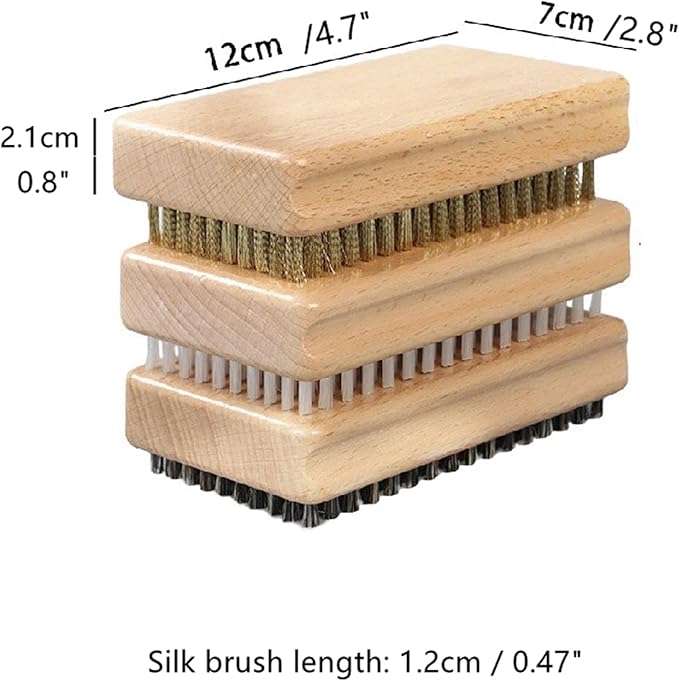 3 Pieces of ski Wax Brush, ski Brush Wooden Hand Brush Set, Brass Brush, Nylon Brush, Horsehair Brush, Size 4.7 "X 2.8", Outdoor ski waxing, Cleaning, Wax Removal, polishing,Snowboard Wax Brush