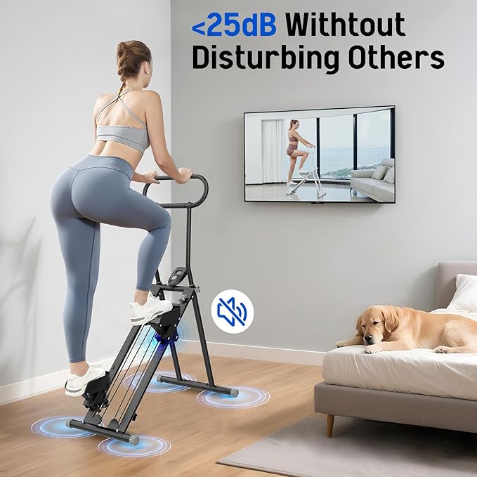 Stair Stepper for Exercise at Home, Folding Stairmaster Machine for Cardio Fitness, Vertical Stair Climber with Adjustable Handlebar, Portable Steppers with 310lbs Loading Capacity