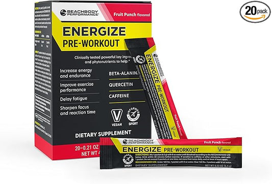 BODi Energize Pre Workout Powder - Beta-Alanine, Quercetin & Low-Dose Caffeine Formula for Enhanced