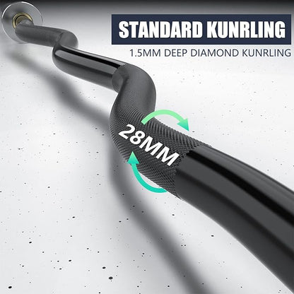 TECHNOAGE Olympic EZ Curl Bar, 47" Curl Bar(350/500LBS Capacity) 20LB, Solid Steel, Chrome Finish Barbell with Copper Sleeve and Bearing for 2-inch Plates, for Weight Lifting,Hip Thrusts,Squat,Biceps-Home Gym Weight Bar