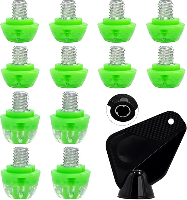 Soccer Cleat Studs, Replacement TPU Football Spikes with Wrench, Lightweight & Durable for Adidas Firm Ground Boots, M6 Thread 8x6mm + 4x9mm, 12PCS