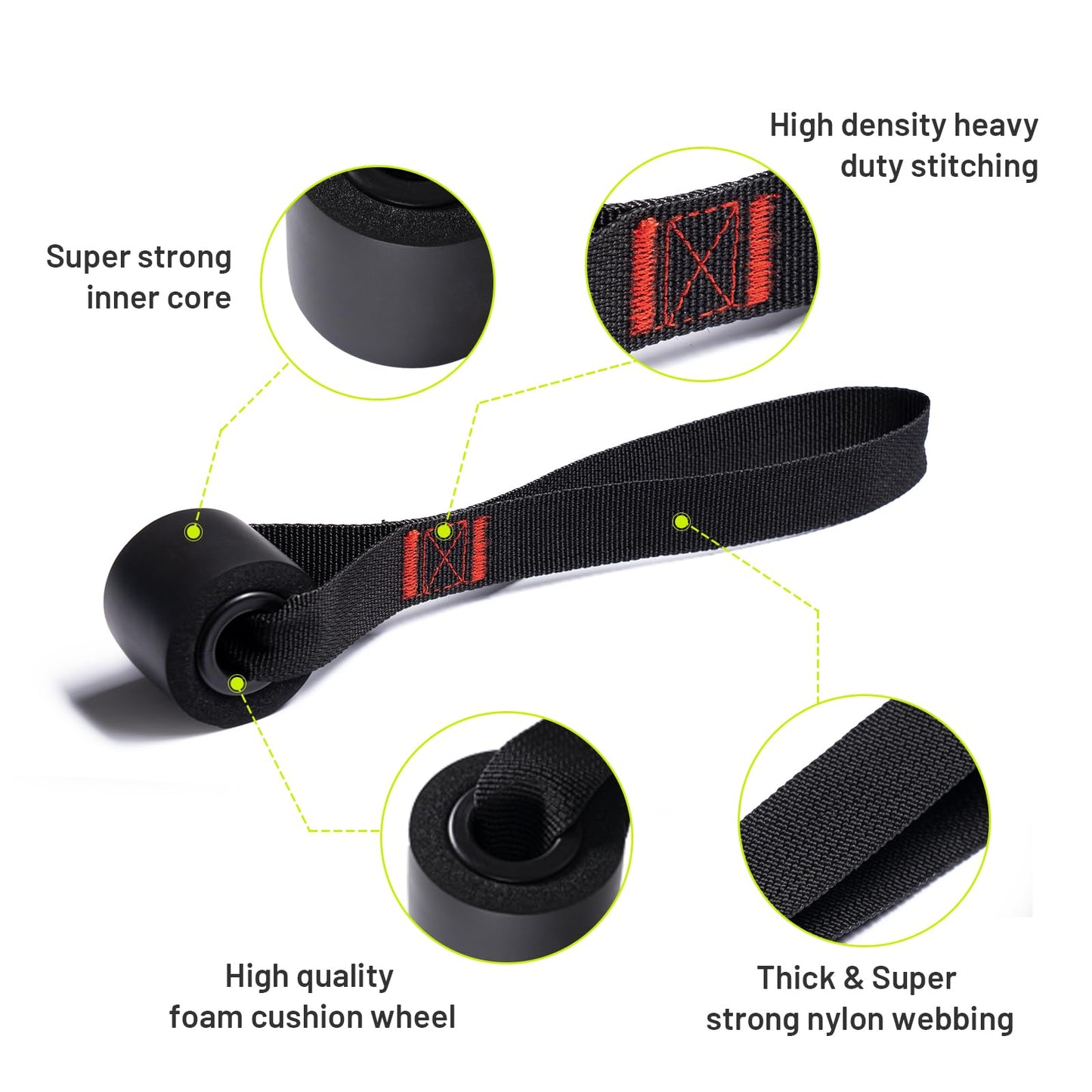 Slim Panda Door Anchor for Resistance Bands Foam Wheel 9in