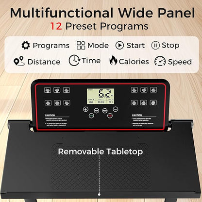 Treadmill with Handles, Treadmills for Small Spaces, 3.0HP Walking Pad Treadmills with Handle Bar & LED Display, Treadmill with Desk Workstation for Home Office, 320 LBS Capacity