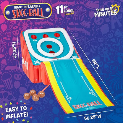 Flybar FunPark Giant Inflatable Skee-Ball Game – 11 Ft Long w/ 4 Balls & Electric Air Pump – Indoor & Outdoor Arcade Toy for Kids, Adults & Family – Fun Party Play for Home, Backyard, Events