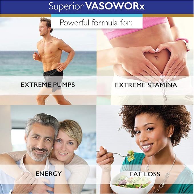 Superior Labs VASOWORx Nitric Oxide Booster 1600mg, Pure Non-GMO, Extra-Strength L-Arginine & L-Citrulline Blend, Supports Energy, Endurance, Muscle Pump & Healthy Circulation, 180 Veg Caps