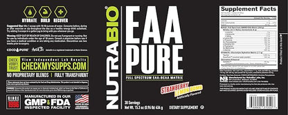 NutraBio ??EAA Pure ??9 Amino Acids ??Muscle Repair and Recovery, 30 Servings, Strawberry Lemon Bomb ??Pre or Post Workout ??All Day Recovery