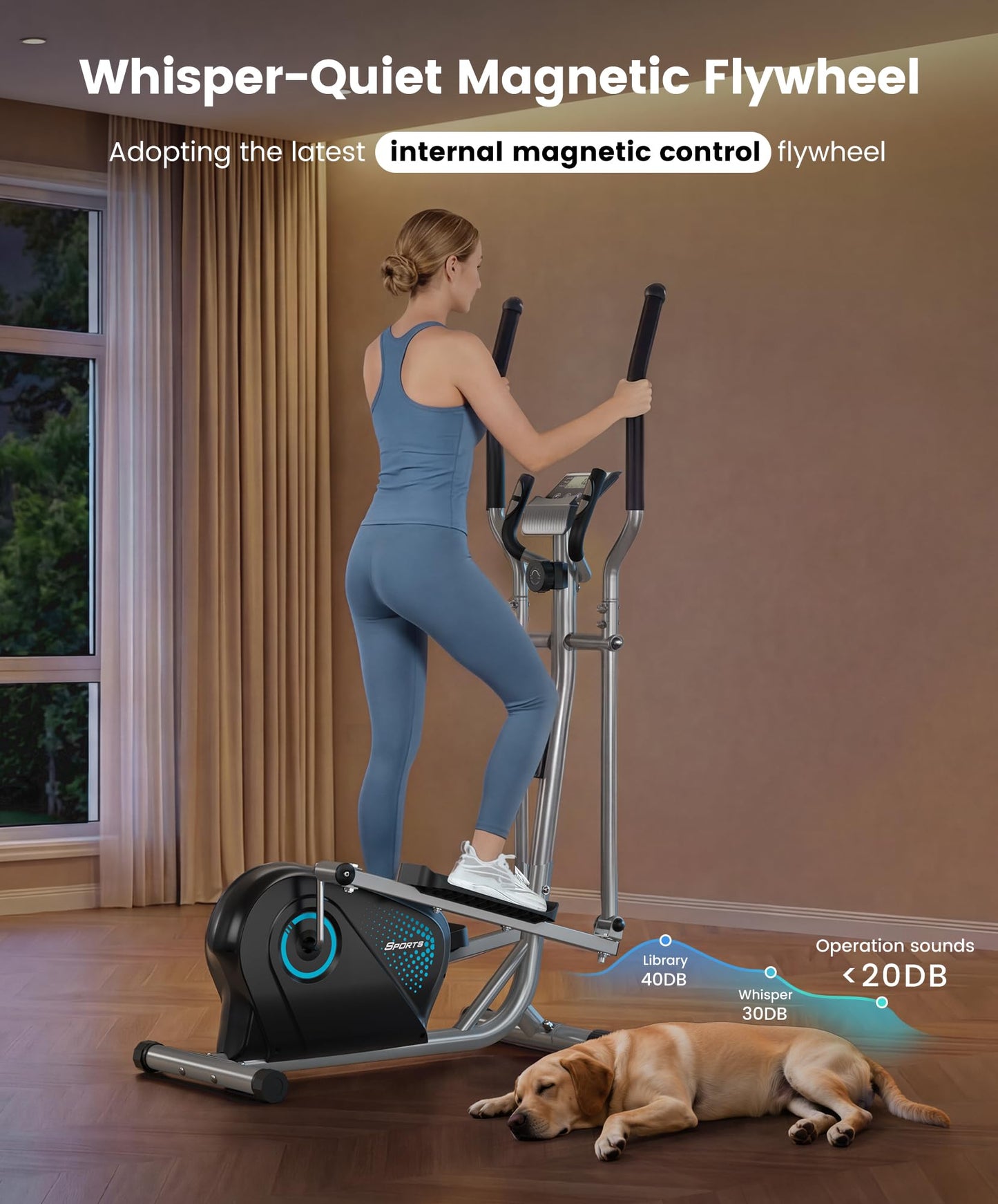 Dripex Elliptical Exercise Machine, Hyper-Quiet Magnetic Elliptical Machine for Home, 16-Level