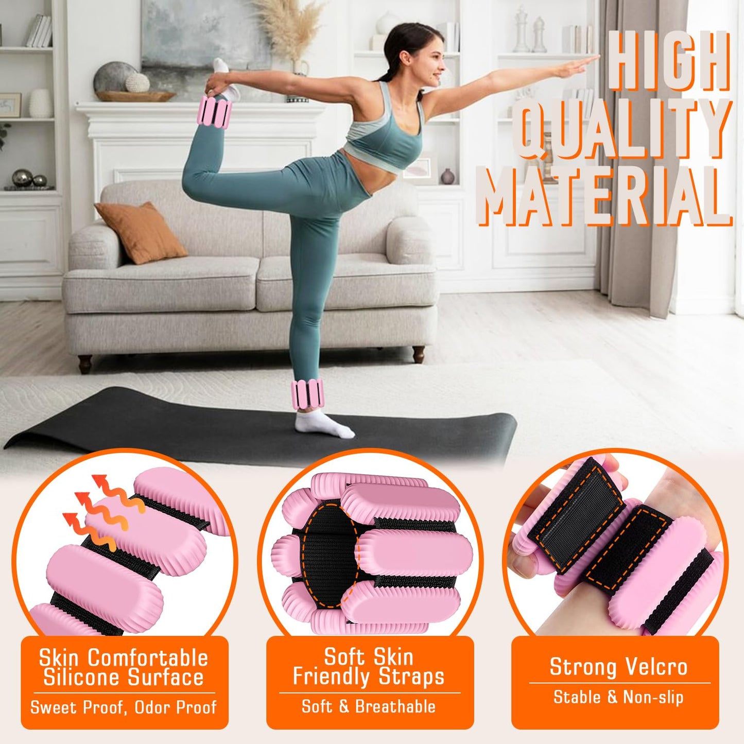 AMORIX Ankle Weights for Women Men 3 Pairs (Total 7lbs) Wrist Weights
