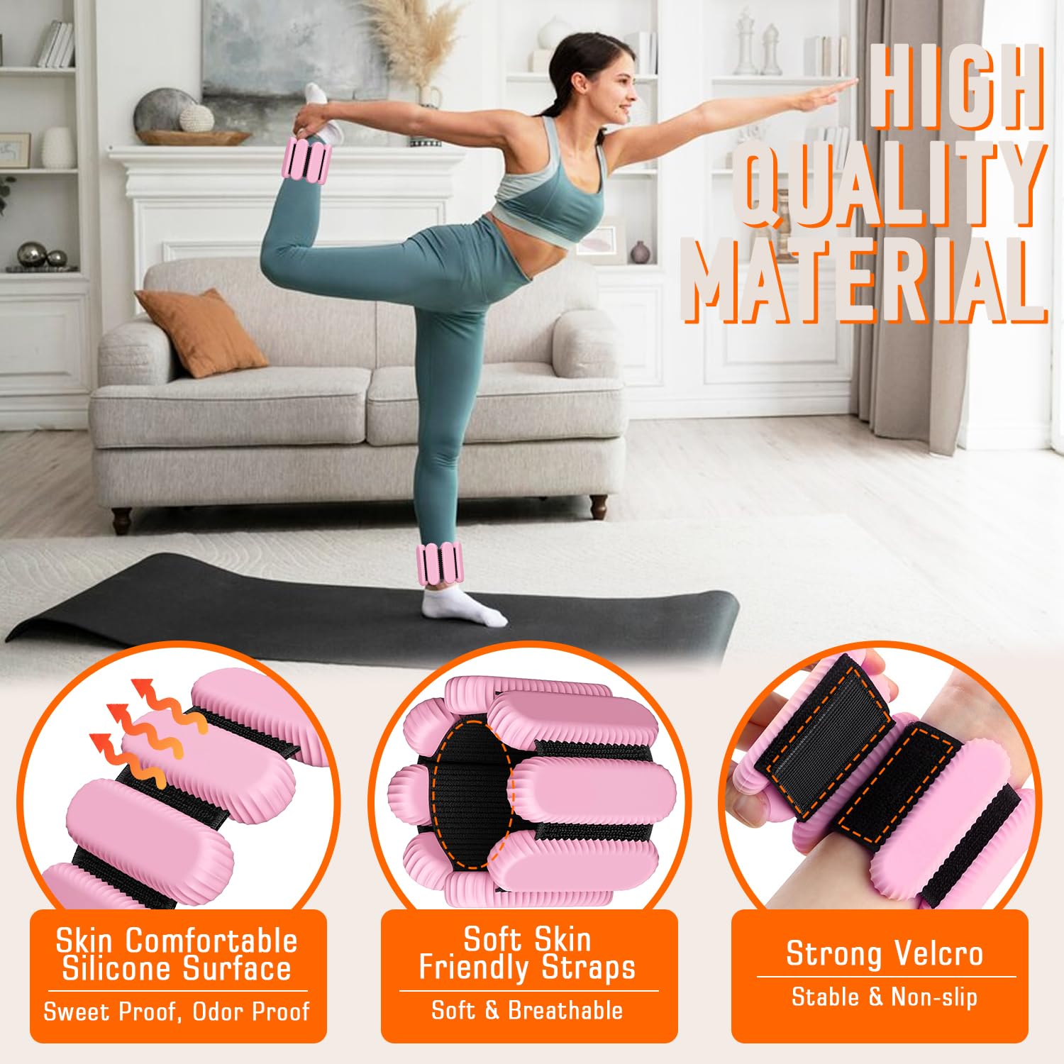 AMORIX Ankle Weights for Women Men 3 Pairs (Total 7lbs) Wrist Weights