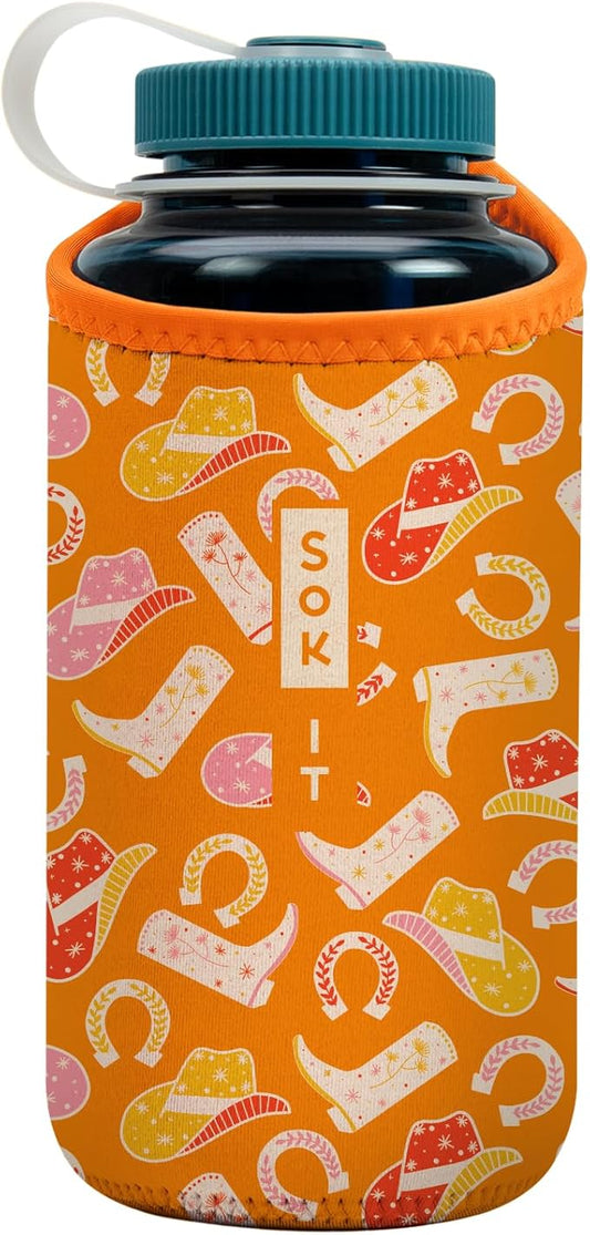 Sok It BotlSok Water Bottle Sleeve Insulated Neoprene Cover (Cowgirl Couture, Fits 32oz Nalgene)