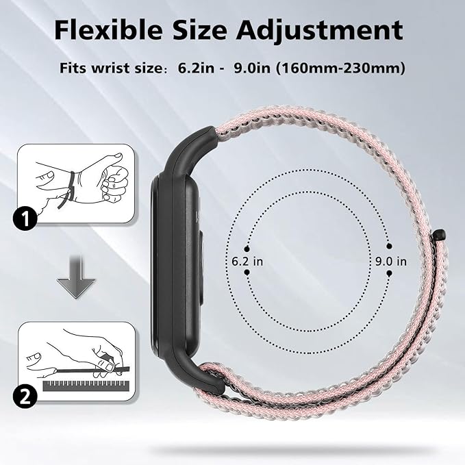 YCHDDER Solo Loop Nylon Bands Compatible with Amazfit Band 7 Straps,Soft Breathable Comfortable Adjustable Colorful Sports Replacement Wristband for Amazfit Band 7 for Men Women