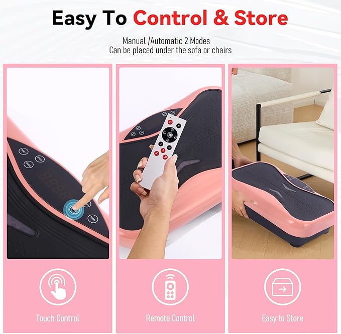 Whole Body Vibration Plate Exercise Machine ??Power Vibrating Plate for Lymphatic Drainage Weight Loss, Shake Plate Exercise Platform with Touch Screen & Resistance Bands, Equipment for Women Men