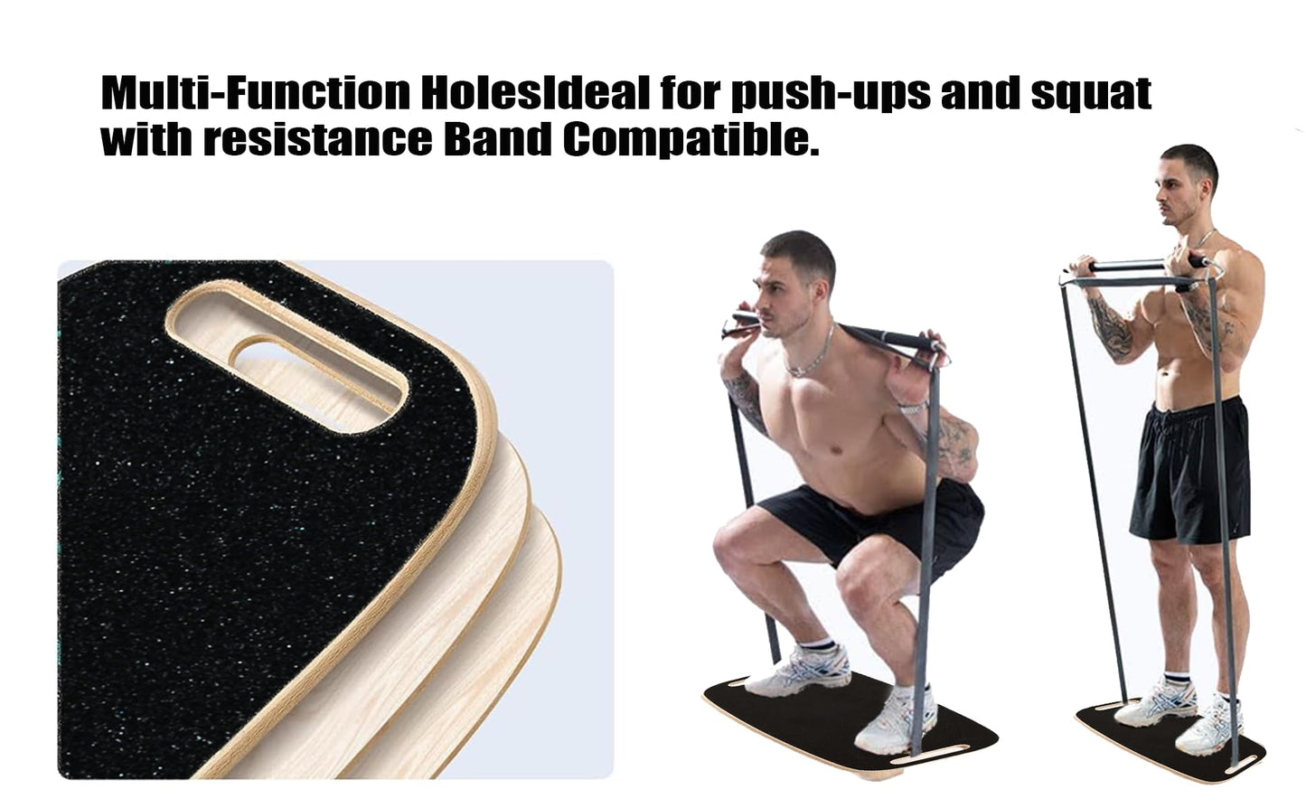 Toibena Balance Board Wooden &8 modes Trainer with Cork Roller Load 350Lbs