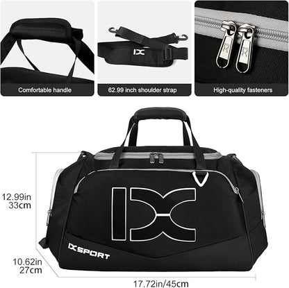 Sports Gym Bag，INOXTO Travel Duffel Bag with Dry Wet Pocket And Shoe CompartmentFor Women and Men，40L/55L Fitness Waterproof Weekender Bag For Swim Sports Travel Working Out (Black white, 40L)