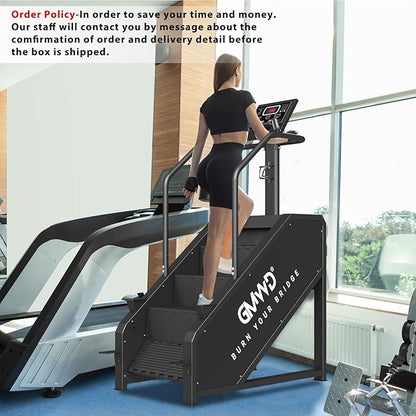 Stepper Machine, GMWD Stair Climber with LED Screen, Commercial Grade Stair Stepper Exercise Machine with 15 Resistance Levels, 441LBS, 24-164 Steps/Minute, Black