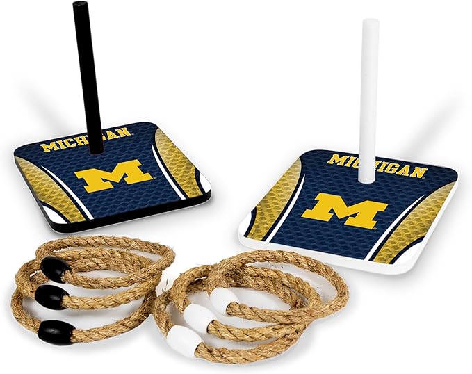 Solid Wood College Quoits Set with Direct Print HD Team Graphics – Tailgate Ring Toss Game – Great Gift for Any NCAA Fan! Ring Toss Family Outdoor Games for The Beach