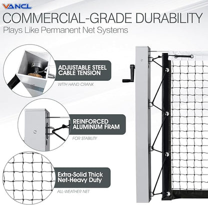 Pro Pickleball Net Portable with Wheels – 22ft Heavy Duty Pickleball Net System with Sturdy Aluminum Frame for Outdoor & Indoor – Nylon Net & Carrying Bag for Pickleball, Tennis, Badminton