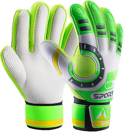 Sportout Kids Goalkeeper Gloves, Soccer Gloves with Double Wrist Protection and Non-Slip Wear Resistant Latex Material to Give Protection to Prevent Injuries